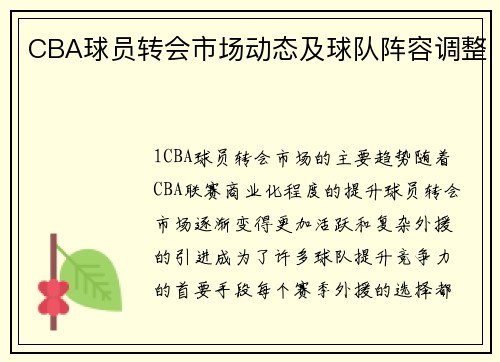 CBA球员转会市场动态及球队阵容调整